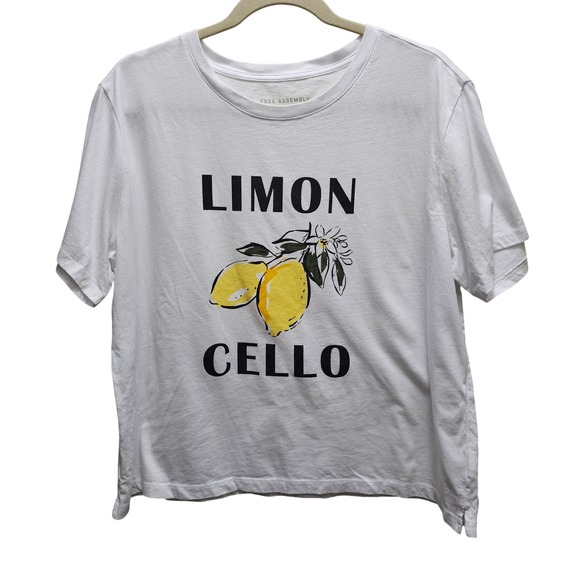 Free Assembly Tops - Free Assembly Womens XL White Limon Cello Organic Cotton Graphic Tee Summer Vaca